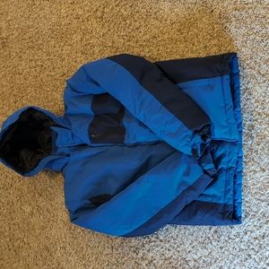 Blue ski snowboard jacket winter coat boys XL with hood and snow skirt